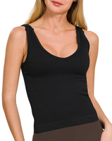 BLACK RIBBED BRA TANK TOP