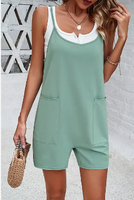 MINT GREEN SLEEVELESS SHORT ROMPER WITH POCKETS