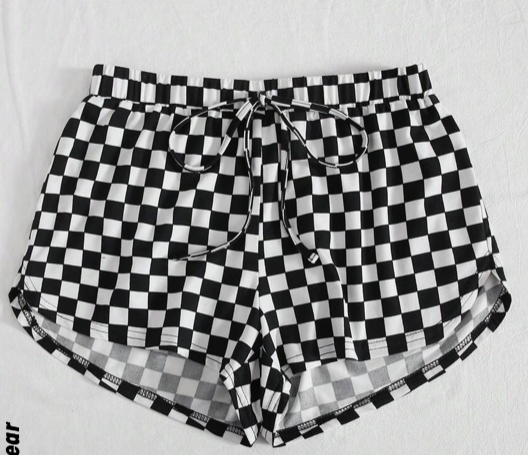 BLACK AND WHITE CHECKERED SPORTY SHORTS