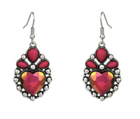 PINK AB HEART STONE EARRINGS
