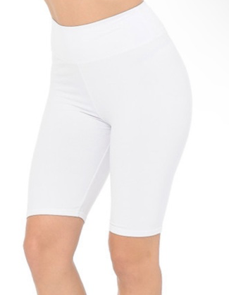 WHITE BUTTERY SOFT BIKER SHORTS OS