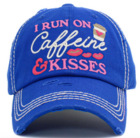 I RUN ON CAFFEINE & KISSES HATS