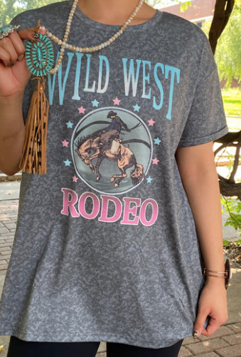 WILD WEST GREY SHORT SLEEVE TOP