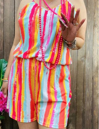 BRIGHT SERAPE ROMPER