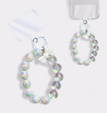 IRIDESCENT BOW AND BALL PHONE CHARMS