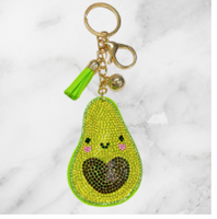 AVOCADO RHINESTONE CUSHION KEYCHAIN