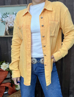 YELLOW COLORED BUTTON DOWN GAUZE MATERIAL BLOUSE