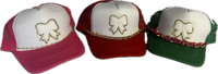 Custom White Chenille Ribbon and chain Trucker Hat