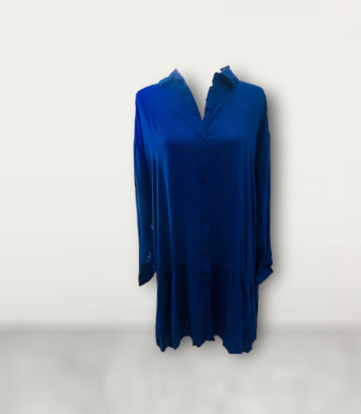 ROYAL BLUE DRESS WITH BOTTOM RUFFLE