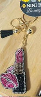PUFFY RHINESTONE KEYCHAIN WITH TASSEL