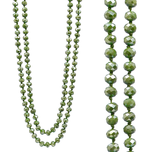 CRYSTAL OLIVE 60" BEAD NECKLACE