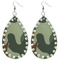 CAMO TEARDROP EARRINGS WITH STONES