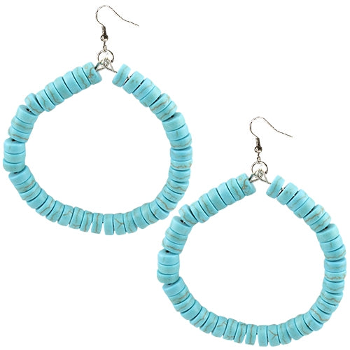 TURQUOISE BEADED HOOPS