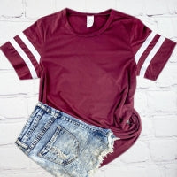 MAROON WITH WHITE STRIPE JERSEY TOP