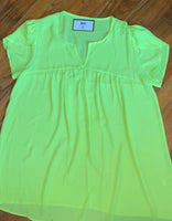 NEON YELLOW FLOWY BABY DOLL TOP