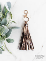 ROSE GOLD SNAKESKIN HISS AND HERS TASSEL KEYCHAIN CHARGER