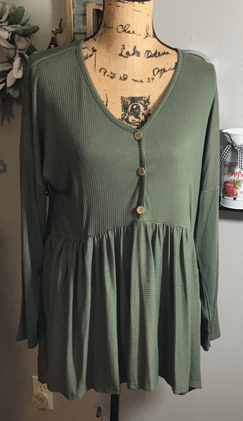 OLIVE BABY DOLL TOP