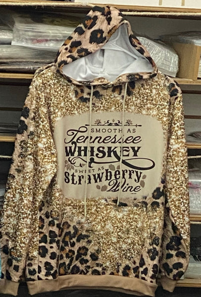 SMOOTH AS TENNESSEE WHISKEY LEOPARD AND GLITTER HOODIE