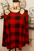 RED BUFFALO PLAID DOUBLE KEYHOLE TOP