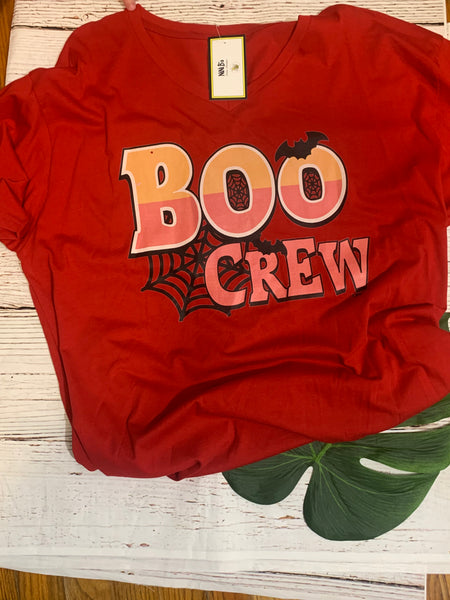 BOO CREW RED COTTON HERITAGE V NECK TEE SIZE 2X $12