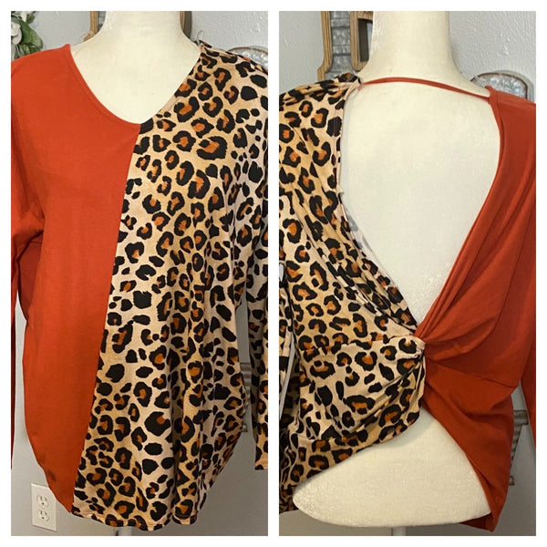 RUST AND LEO COLOR BLOCK BACKLESS TOP
