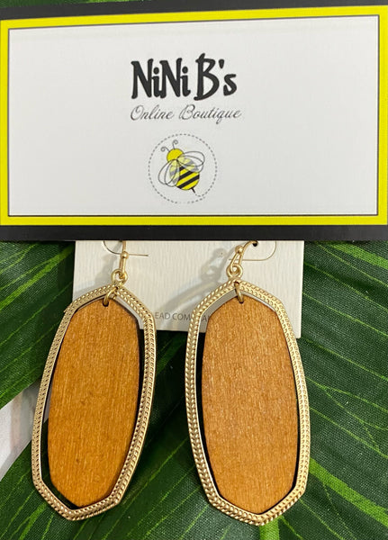 BROWN WOOD AND GOLD KENDRA NOT EARRINGS