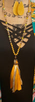 MUSTARD METALLIC TASSEL NECKLACE