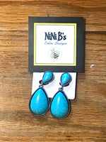 CLIP ON TURQUOISE DROP EARRINGS