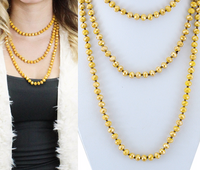 MUSTARD CRYSTAL BEAD 60 INCH NECKLACE