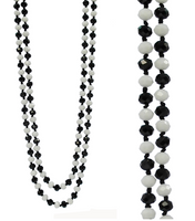 BLACK AND WHITE CRYSTAL BEAD 60 INCH NECKLACE