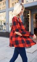 RED BUFFALO PLAID CARDIGAN WITH ELBOW PADS
