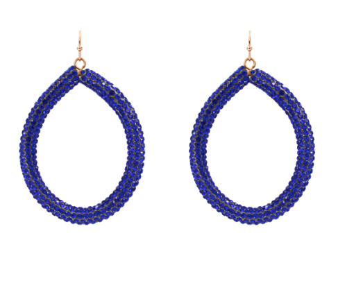 BLUE RHINESTONE TEARDROP EARRINGS