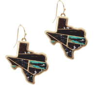 TX SHAPED BLACK AND TURQUOISE STONE EARRINGS