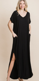 BLACK MAXI DRESS WITH POCKETS