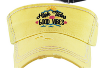 YELLOW VISOR WITH HIGH TIDES AND GOOD VIBES EMBLEM