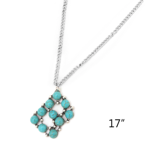 TURQUOISE STONE INITIAL NECKLACE