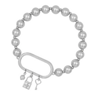 PEARL STRETCHY BRACELETS WITH HOOK AND CHARM
