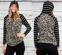 LEOPARD AND STRIPE HOODIE