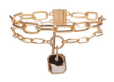 GOLD CHAIN BRACELET WITH HIDE CHARM