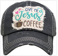 BLACK GIVE ME JESUS & COFFEE BASEBALL HAT