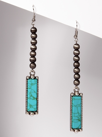 TURQUOISE AND NAVAJO PEARL BAR EARRINGS