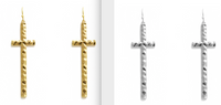 LONG HAMMERED METAL CROSS EARRINGS