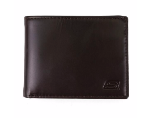 BROWN GENUINE LEATHER SLIMFOLD WALLET SKETCHERS