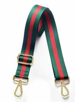 GREEN AND RED STRIPE HANDBAG STRAP