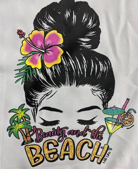 BEAUTY AND THE BEACH RACER BACK WHITE TANK TOP