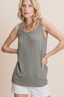 OLIVE RIBBED TANK TOP