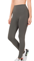 ASH GREY HIGH WAISTED FULL LENGTH LEGGINGS WITH BOOTY CUT OUT