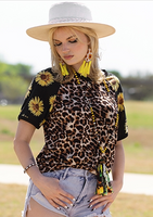 LEO AND SUNFLOWER SHORT SLEEVE TOP