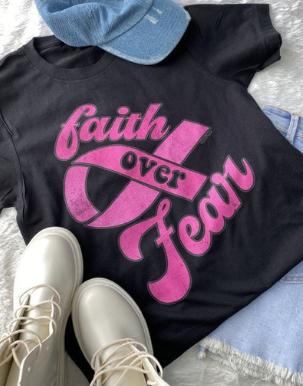 FAITH OVER FEAR HEATHERED BLACK T SHIRT