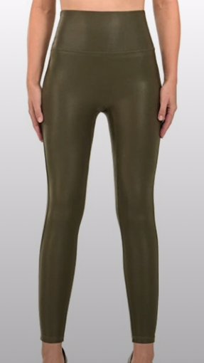 NEW MIX FAUX LEATHER LEGGINGS OLIVE